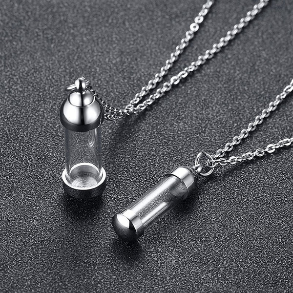 Openable Glass Vial Necklace Women Pendant Memorial Ash Bottle Cremation Pet Urn Jewelry
